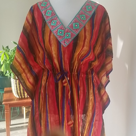 COPY - Cotton one size Kaftan with string tie on waist. - Picture 2 of 6